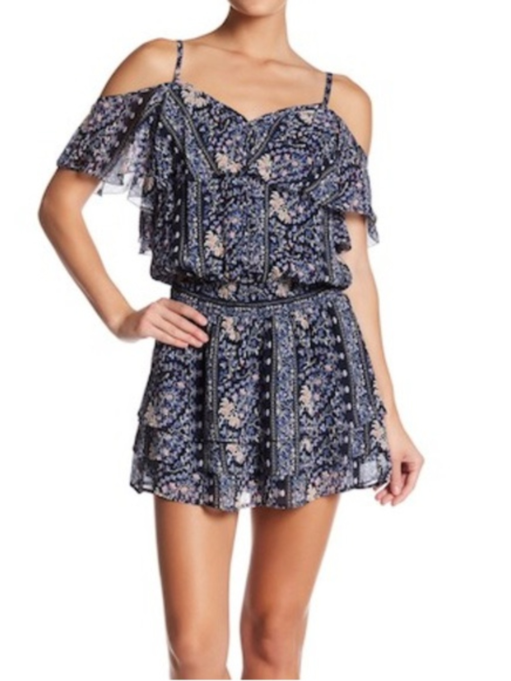 PAIGE Olympia Floral Cold Shoulder Dress